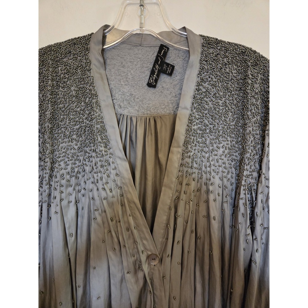 Elizabeth and James silver beaded blouse-size M